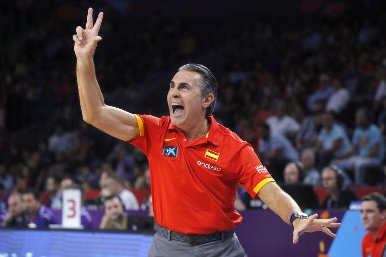 Sergio Scariolo durante el partido de semifinal del Eurobasket 2017.