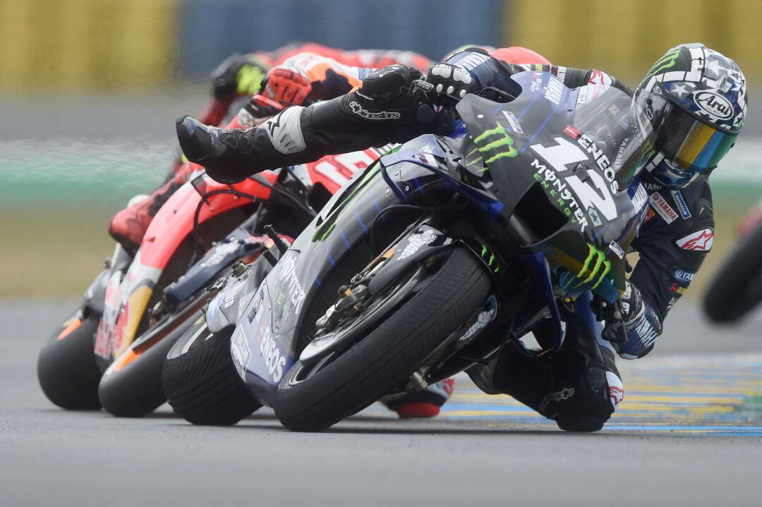 Márquez y Viñales durante la carrera de Le Mans