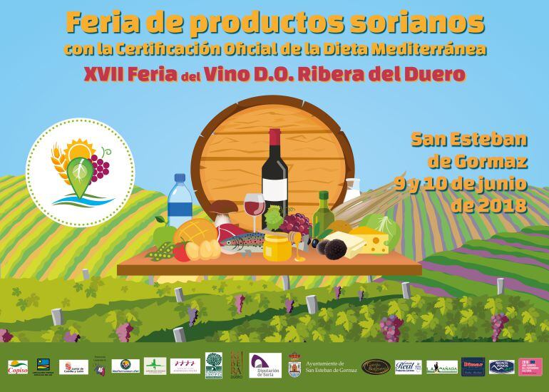 Cartel de la Feria del Vino y productos sorianos Dieta Mediterránea que se celebra este fin de semana en la localidad ribereña.