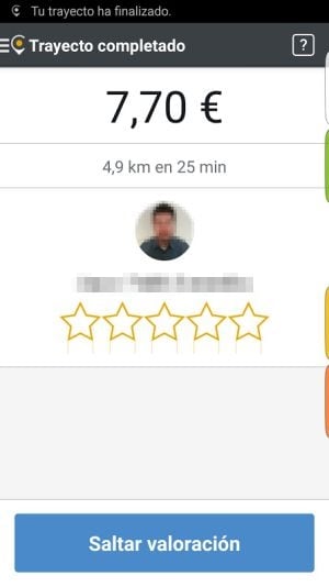 Imagen de la factura de Cabify.