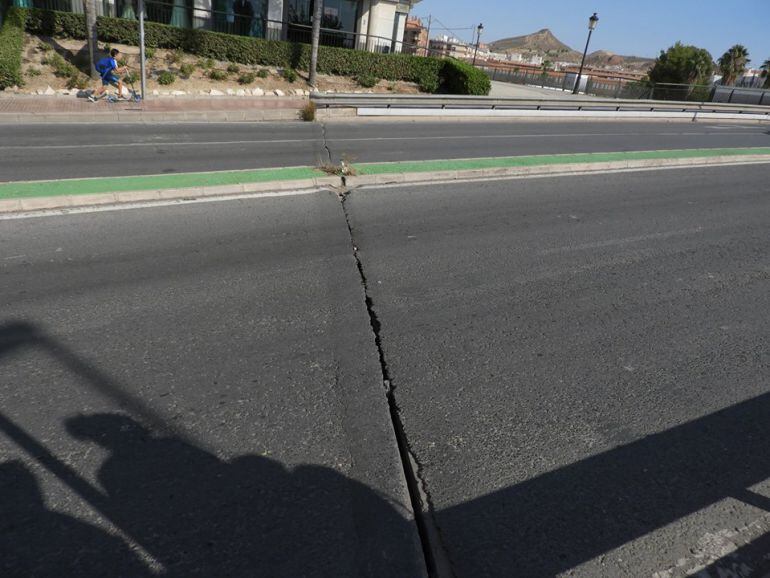 Una de las grietas que presenta el puente de San Diego