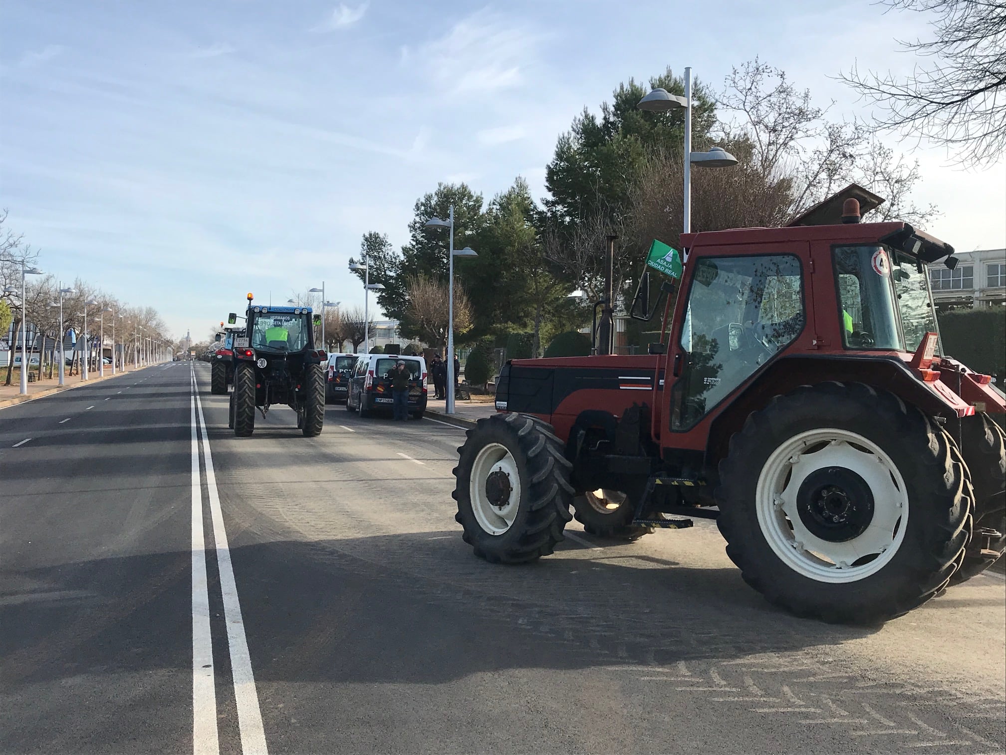 Imagen de archivo de una de las movilizaciones de los agricultores en la localidad de Valdepeñas (Ciudad Real)