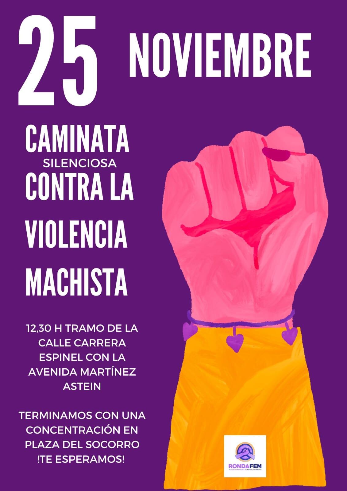 Cartel anunciador de la actividad programada por parte del colectivo feminista rondeño