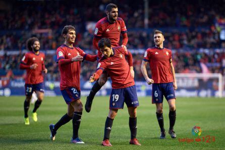 Así celebró el Osasuna el gol de Borja Lasso