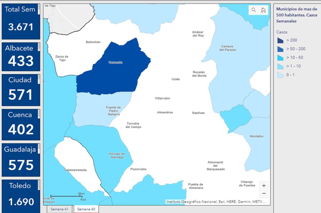 Mapa interactivo de los casos de Covid-19 por municipios de más de 500 habitantes