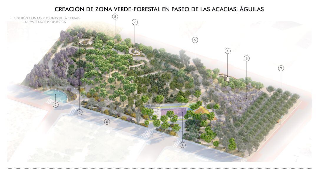 Nueva Zona Verde Forestal proyectada en el Paseo de las Acacias