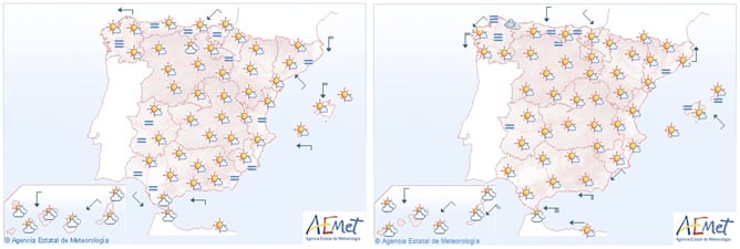 Mapa de previsión para el miércoles y el jueves Santo