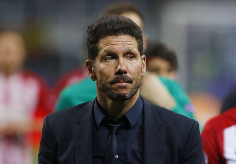 Simeone, entrenador del Atlético de Madrid, tras la derrota en Milán