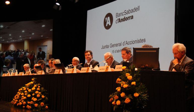 Junta d'accionistes de BancSabadelld'Andorra celebrada aquest matí a Andorra la Vella.