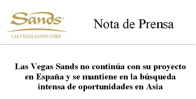 Parte del comunicado emitido por la empresa Las Vegas Sands