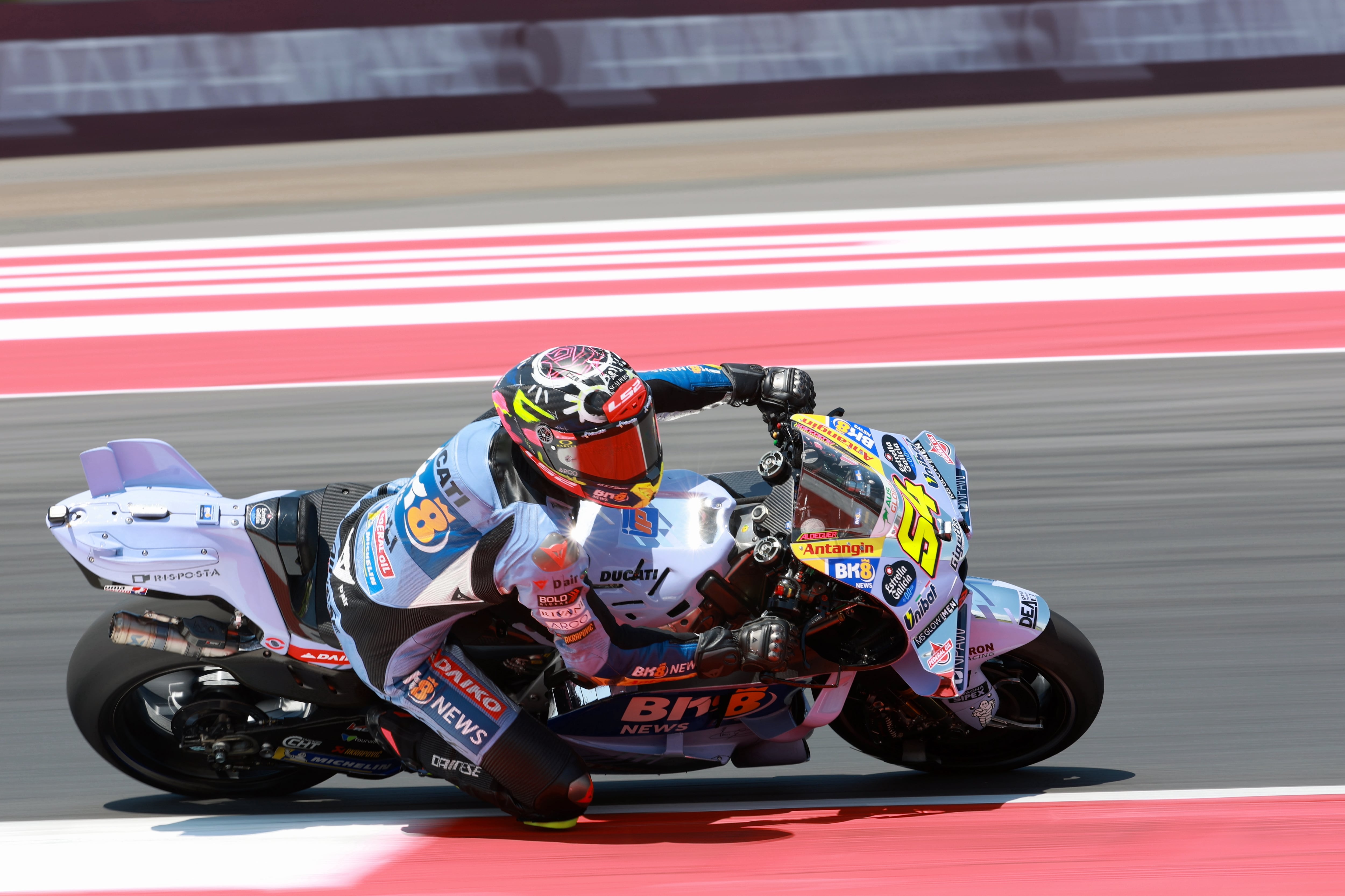 El piloto español, Fermín Aldeguer, durante la carrera del GP de Indonesia de MotoGP, este domingo.