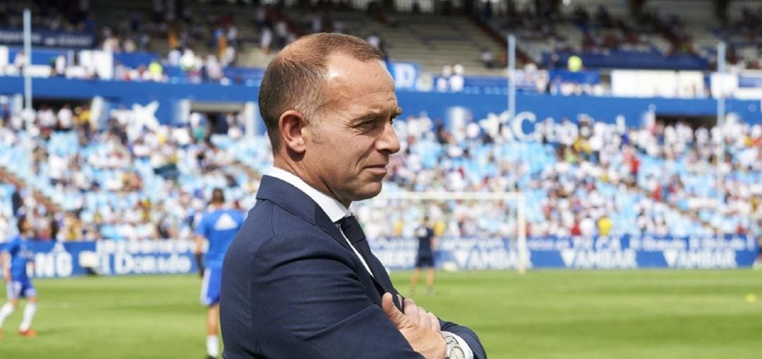 Christian Lapetra, en La Romareda antes de jugarse un partido