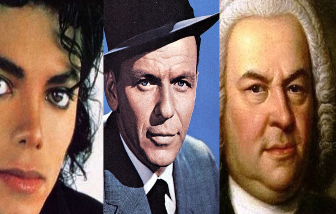 Montaje con Michael Jackson, Frank Sinatra y Bach, tres de los grandes músicos que llegaron a pisar la cárcel 