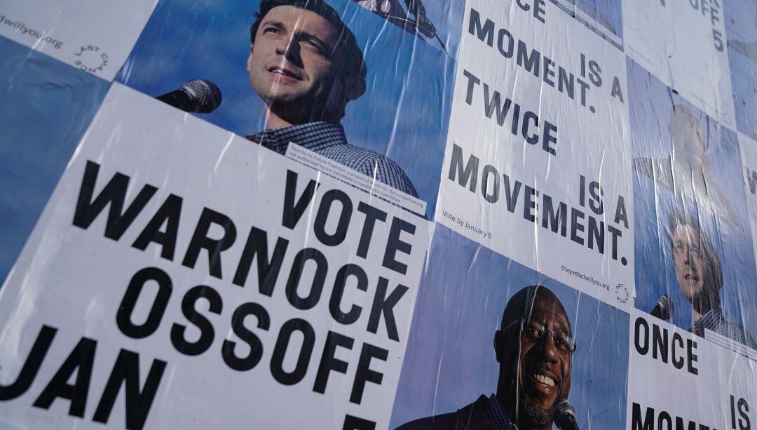 Imagen de la campaña de Warnock y Ossoff