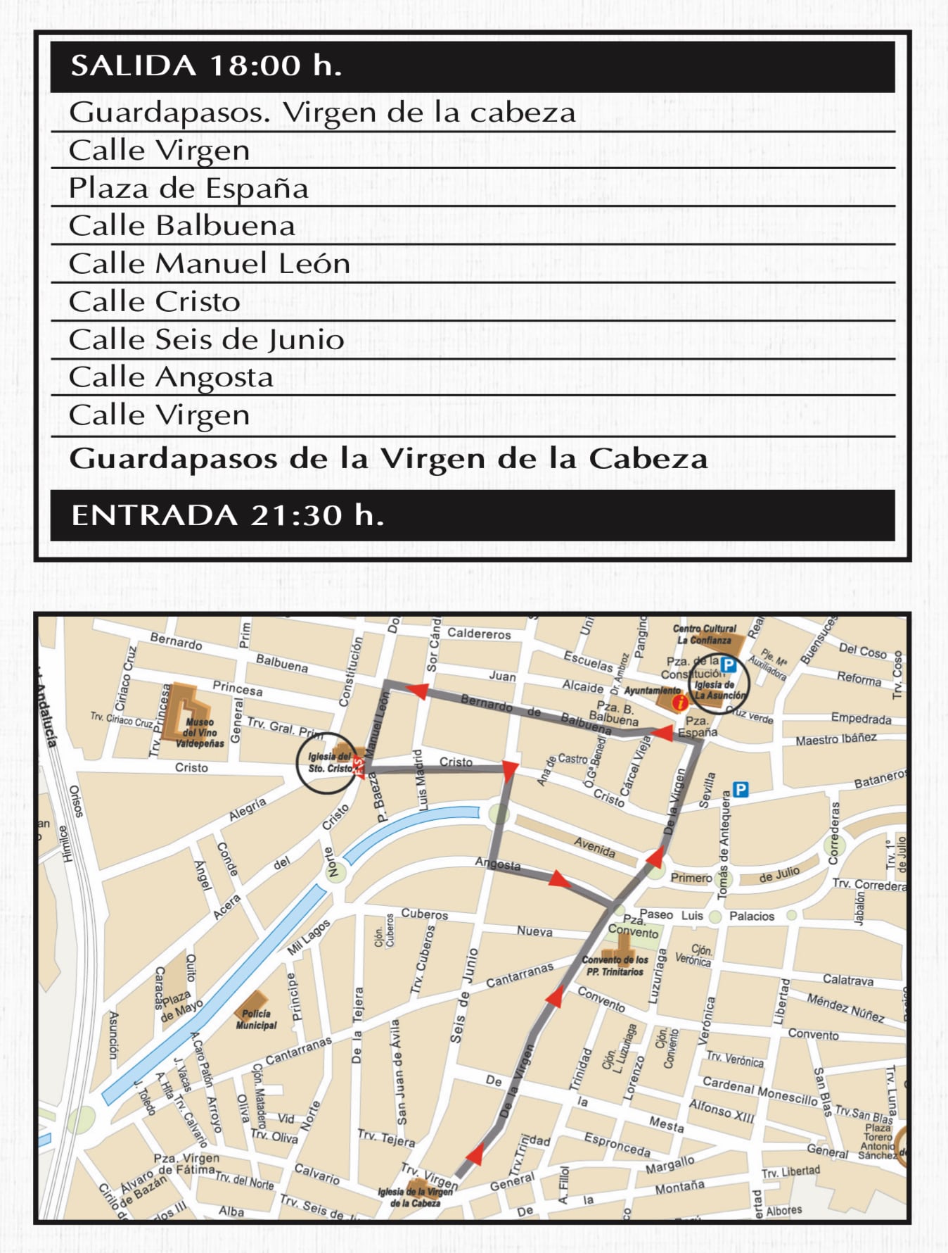 Itinerario y horarios de la procesión del Sábado Santo de la Semana Santa en Valdepeñas (Ciudad Real)