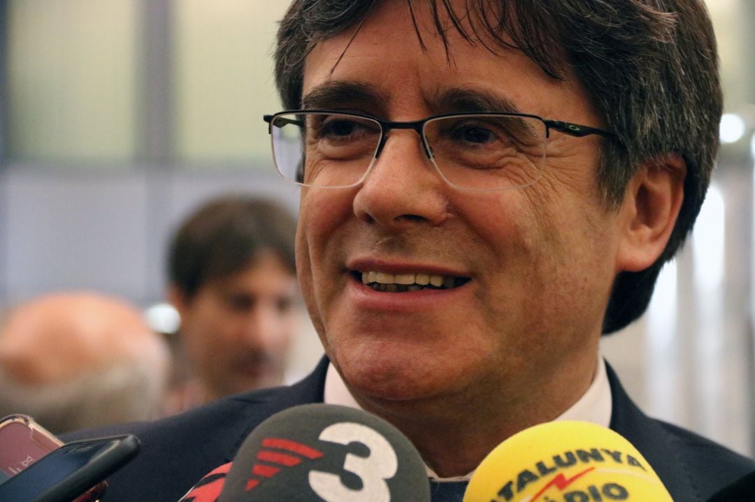 Carles Puigdemont, durante una rueda de prensa