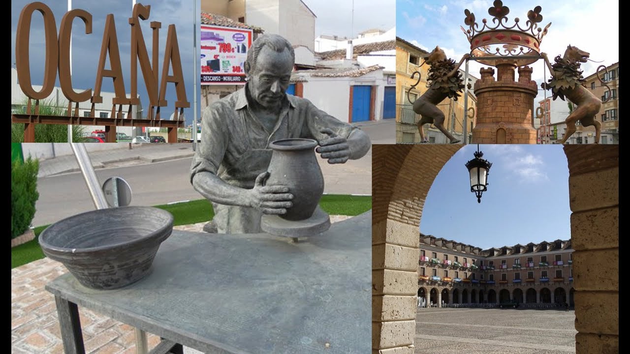 Imagen de la localidad toledana de Ocaña que recoge dos de su grandes atractivos, su Plaza Mayor y su tradición alfarera. Imagen: web Aytº Ocaña