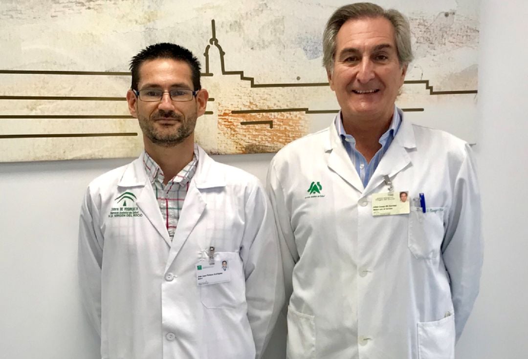 Julian Conejo-Mir, catedrático de Dermatología de la Universidad de Sevilla y el doctor José Juan Pereyra de su equipo  