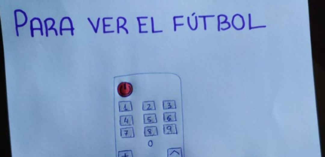 El dibujo de un nieto a su abuelo para que vea el fútbol