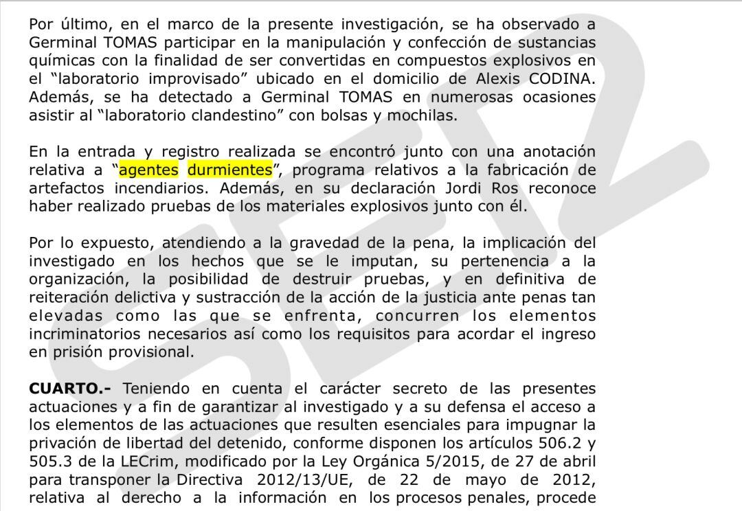 La Audiencia Nacional investiga la existencia de una célula &quot;durmiente&quot; entre los supuestos terroristas del CDR.