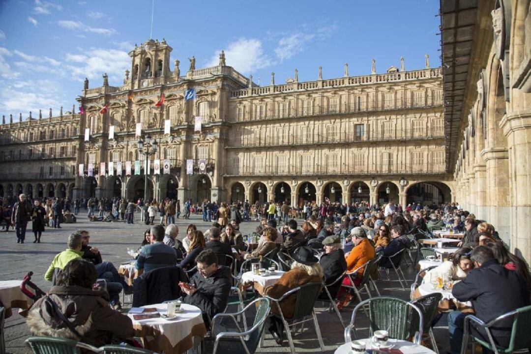 Plaza Mayor de Salamanca durante la Semana Santa.