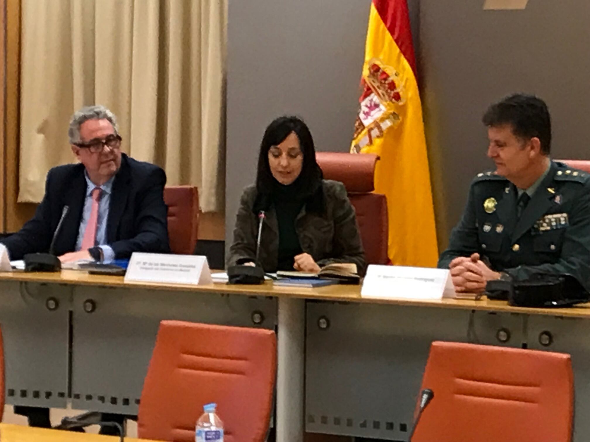 La delegada del Gobierno con el director provincial de Tráfico y el coronele de la Agrupación de Tráfico de la Guardia Civil