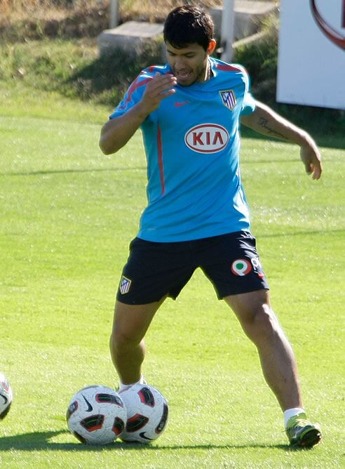 Agüero, durante un entrenamiento