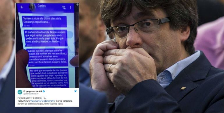 &quot;El plan de Moncloa triunfa&quot;, dice Puigdemont en uno de los supuestos mensajes. 