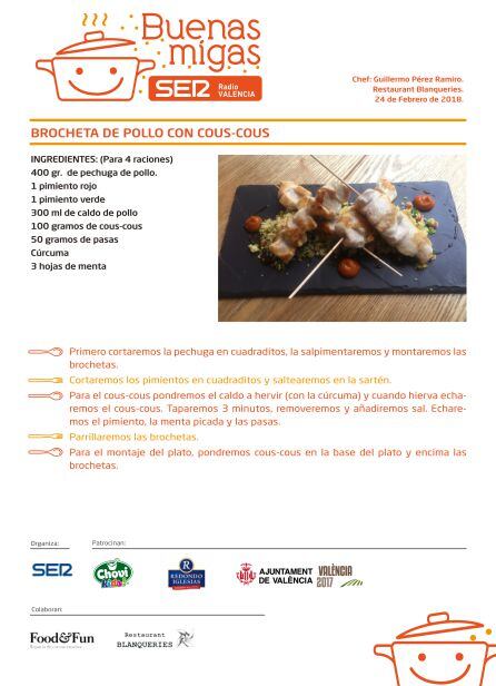 Receta de la brocheta de pollo