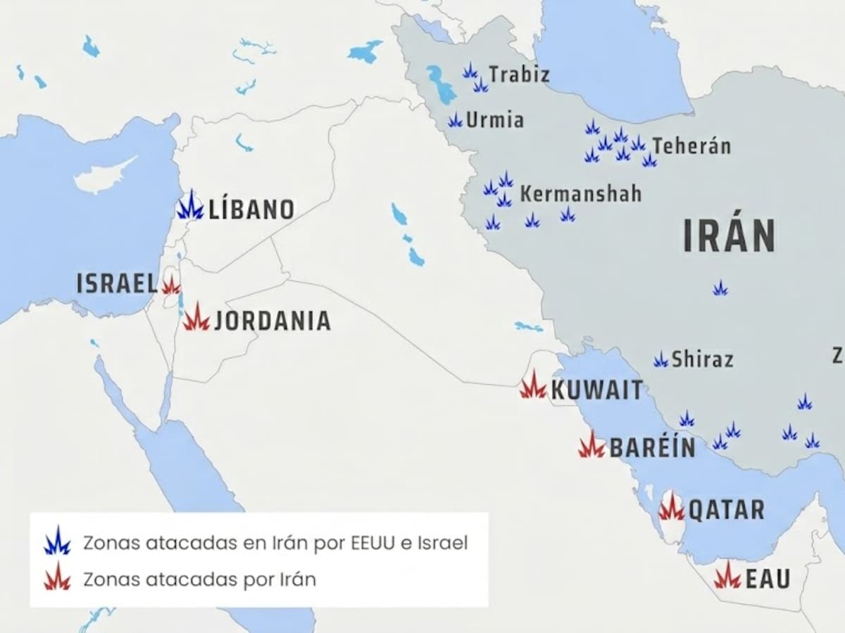 El mapa de la guerra: ¿Qué zonas han sido atacadas en Irán y en otros países de Oriente Próximo?