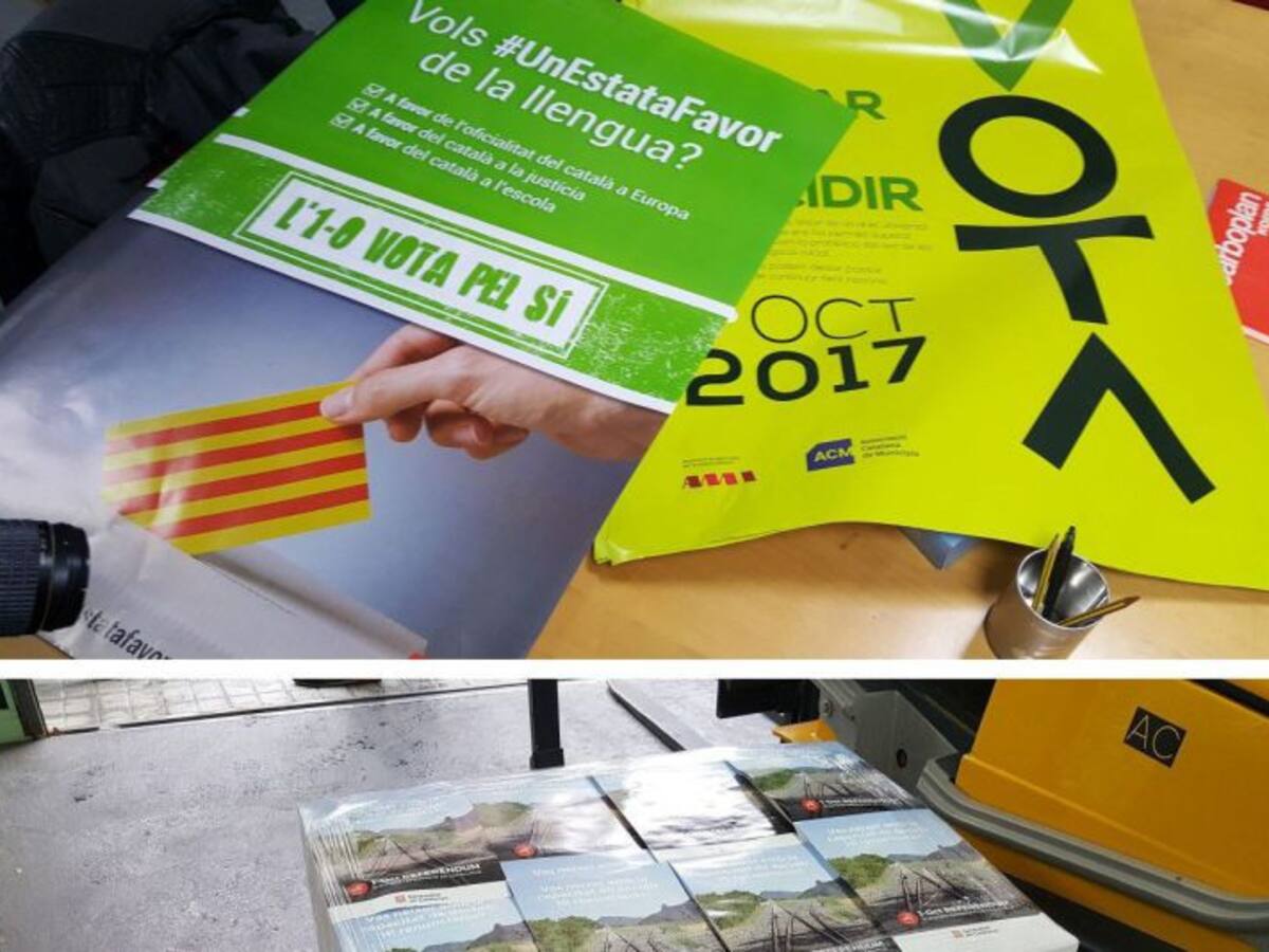 La Guardia Civil requisa 100.000 carteles del referéndum ilegal en una nave de Barcelona