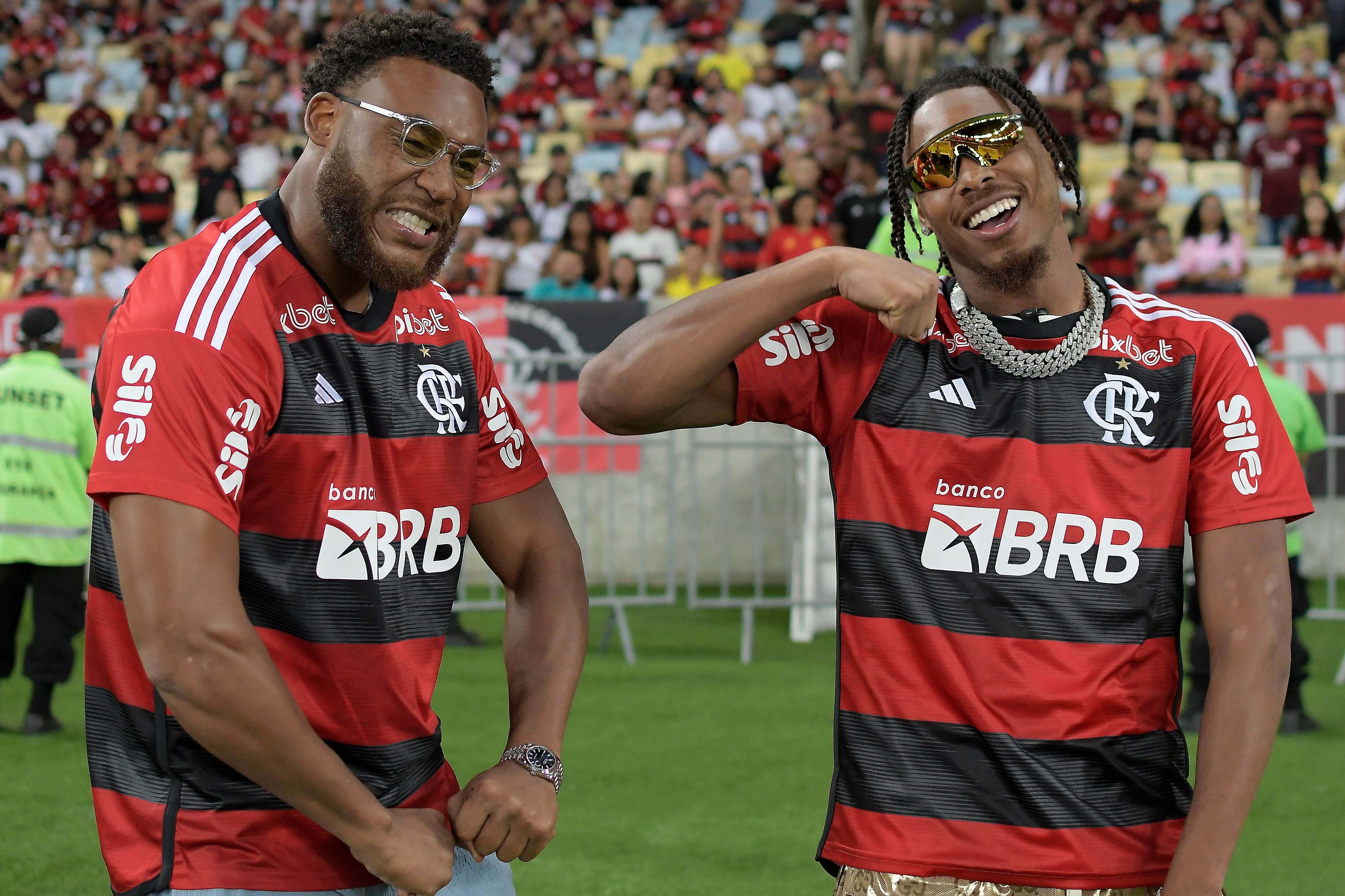 Justin Jefferson y Jordan Jefferson, durante un partido de la Liga Brasileña