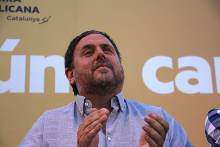 Oriol Junqueras, president de ERC, en un acto de campaña 