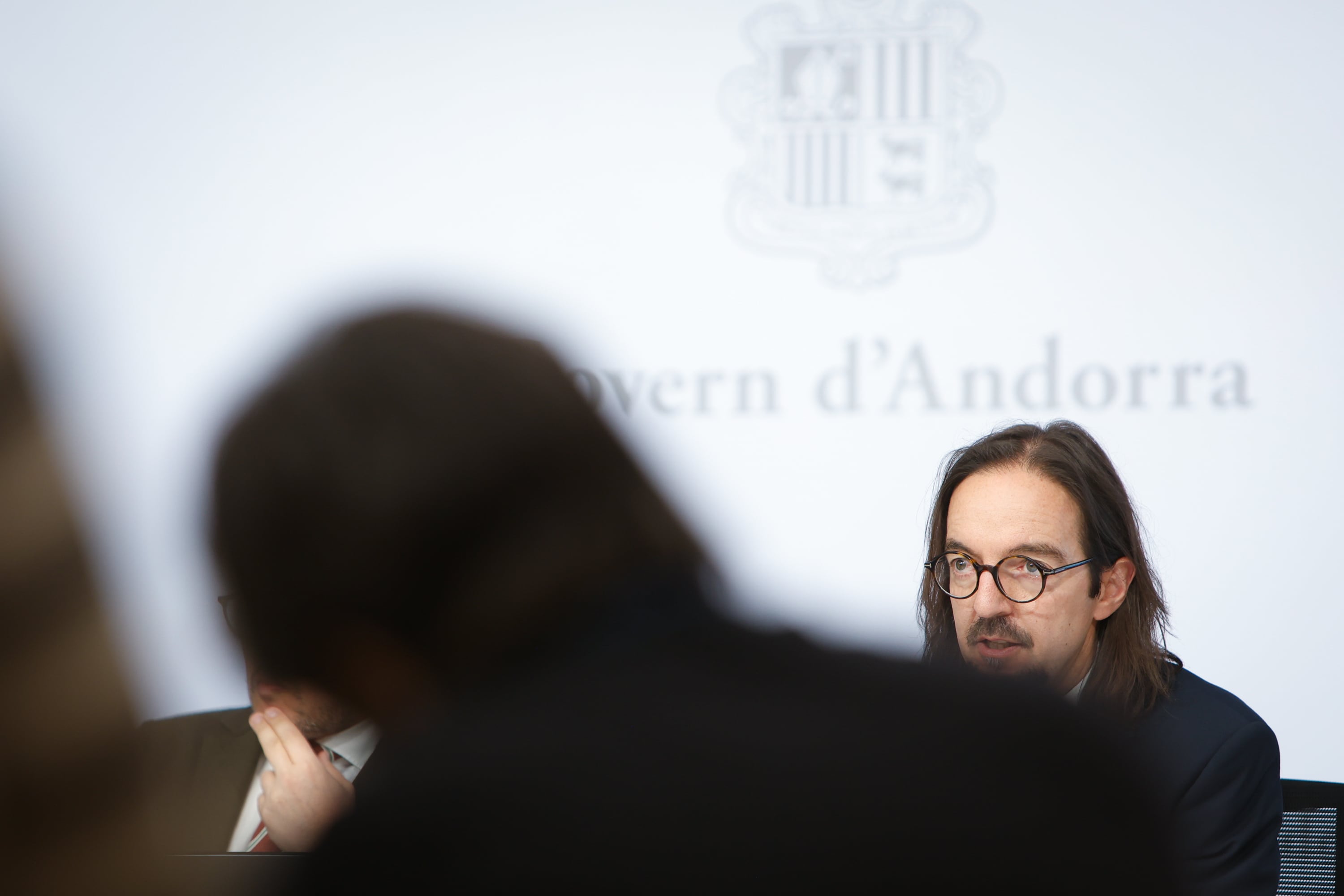 El secretari d'Estat per a la Relacions amb la UE, Landry Riba, durant la presentació del nou control de fronteres