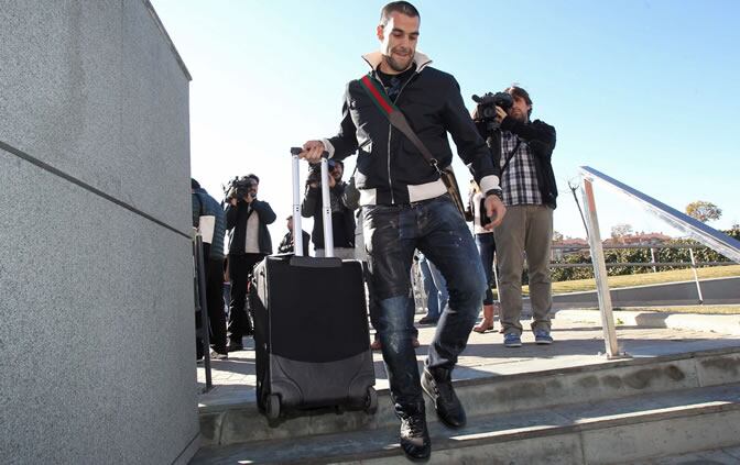 Negredo, a su llegada a la Ciudad del Fútbol, en Las Rozas