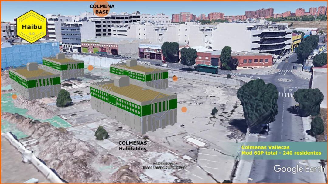 Imagen generada por ordenador que muestra el solar en el que Haibu 4.0 piensa colocar una promoción para 240 residentes. Es una de las promociones grandes para las que, afirma el gerente, sí pedirán licencia.