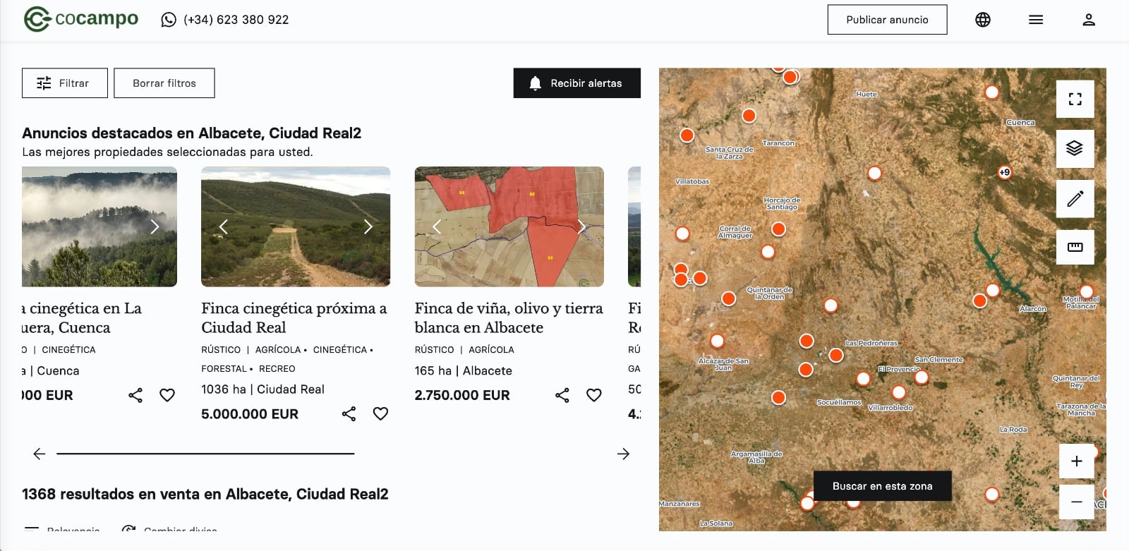 Fincas a la venta en el portal Cocampo