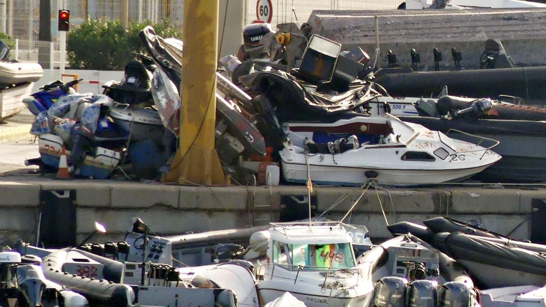 Narcolanchas incautadas, en el puerto de Algeciras