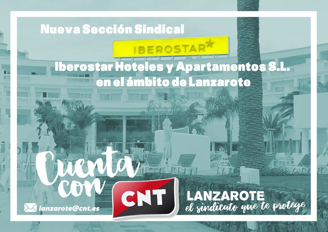 Cartel de la nueva sección sindical de CNT en Iberostar Lanzarote.