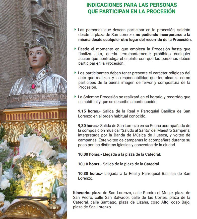Indicaciones procesión
