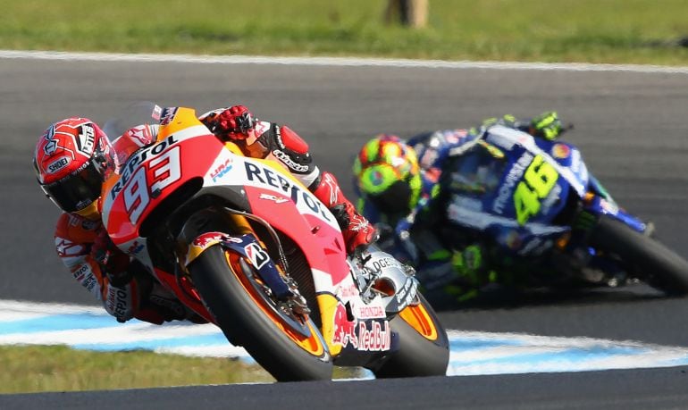 Marc Marquez  con su Repsol Honda durante el Gran Premio de MotoGP de Australia. 