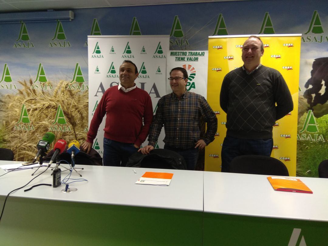 Honorato Meneses de Asaja, Raúl Azpeleta de Upa y David Tejerina de Coag