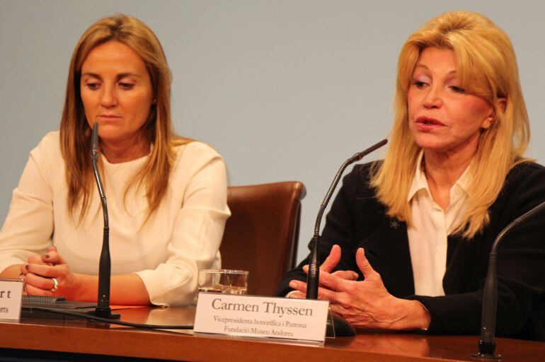 La minista de Cultura, Joventut i Esports, Olga Gelabert, i Carmen Tyhssen