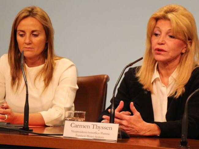 La minista de Cultura, Joventut i Esports, Olga Gelabert, i Carmen Tyhssen