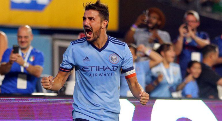 David Villa celebra un gol con el New York City