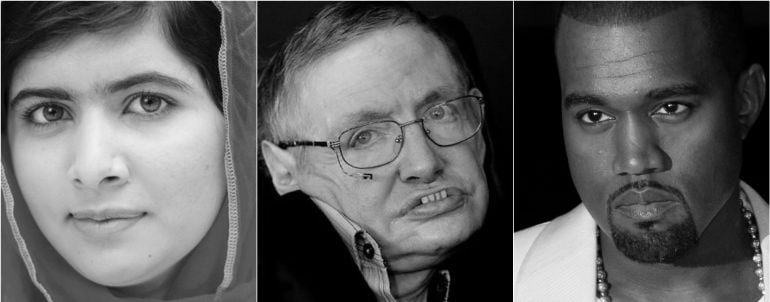 Malala, Stephen Hawking y Kanye West