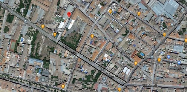 En el recuadro negro la zona de actuación de la Fase 1 de remodelación de la Calle Torrecilla de Valdepeñas (Ciudad Real)