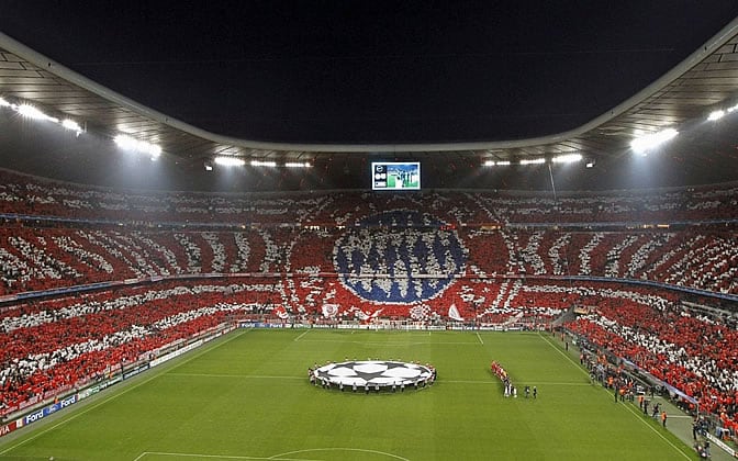 El Allianz Arena, justo antes del comienzo de un partido de Champions