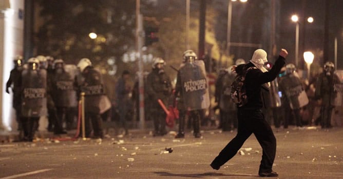 Protestas en la plaza Sintagma de Atenas durante este miércoles