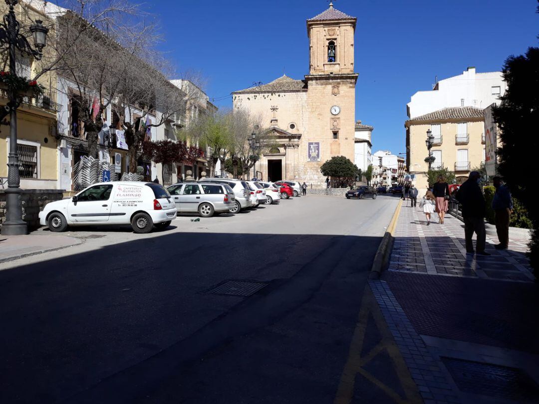 La PLaza de España de Jódar esta mañana, donde se va a realizar la actuación del proyecto &#039;Ciudad Amable&#039;